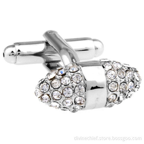 Wholesale Oval White Crystals Cufflinks For Men's Shirt